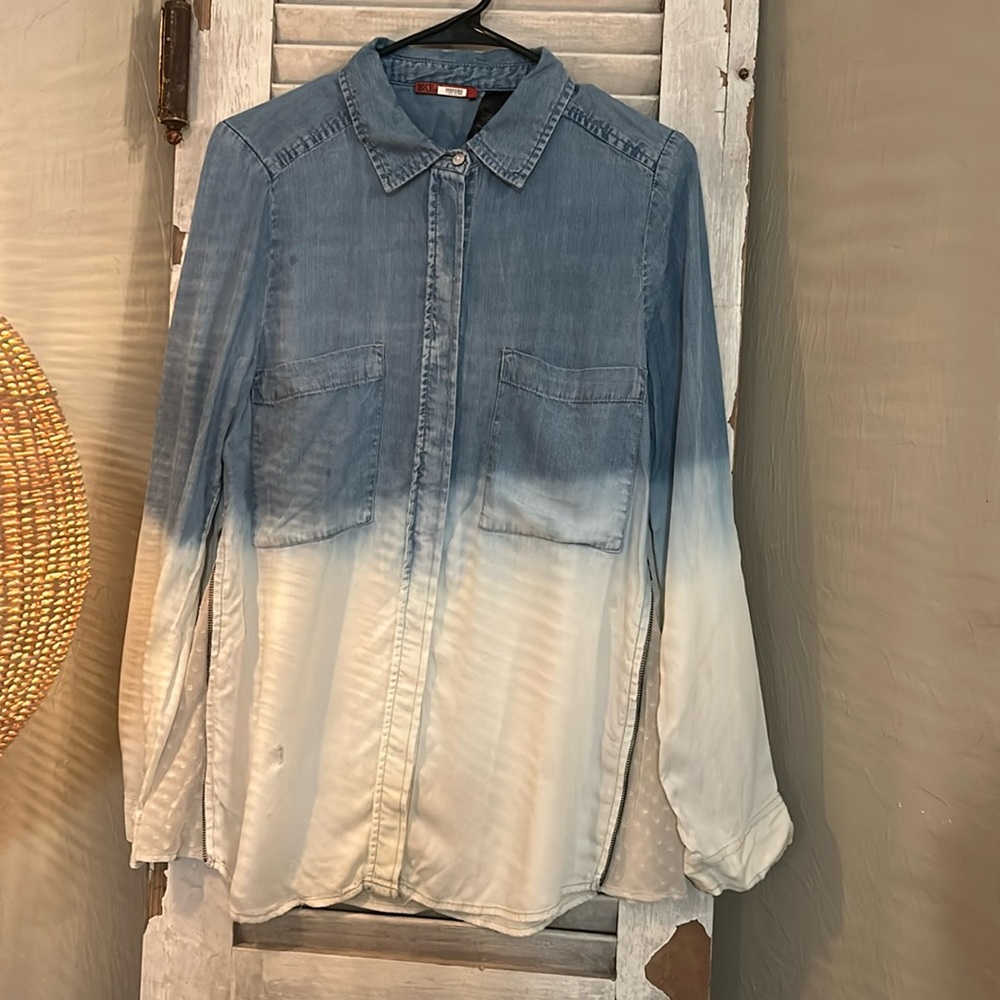 BKE Red Tye dye denim shirt